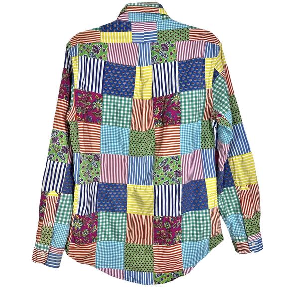 Vintage Ralph Lauren Patchwork Long Sleeve Button Up Shirt Men S - Picture 2 of 8